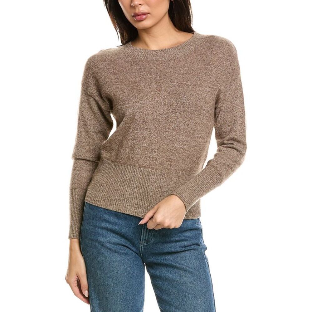 Brodie Cashmere Womens  Raina Crewneck 100% Cashmere Sweater, Brown